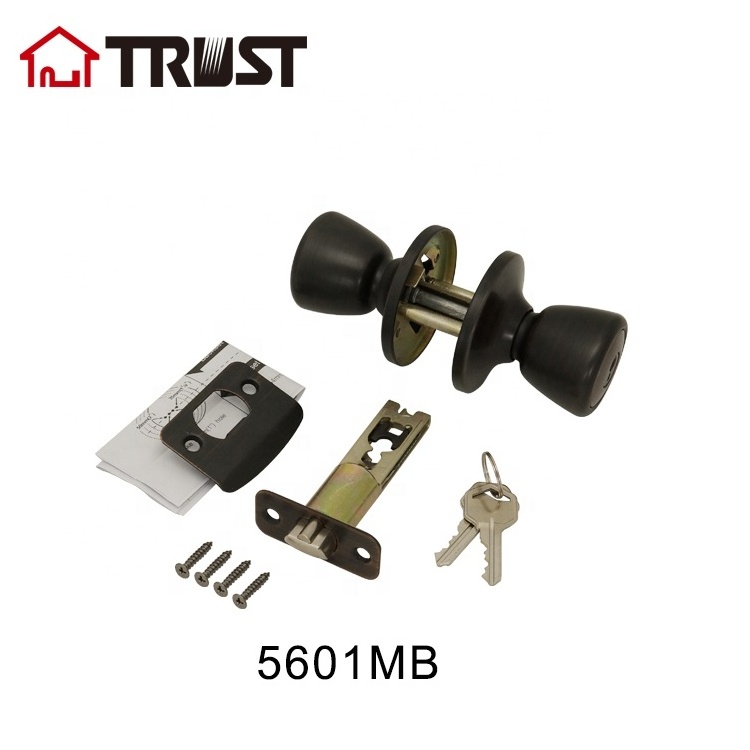 TRUST 5601-MB ANSI Grade 3 Tubular Knob Door Lock Radius Drive Spindle Round Ball Lock