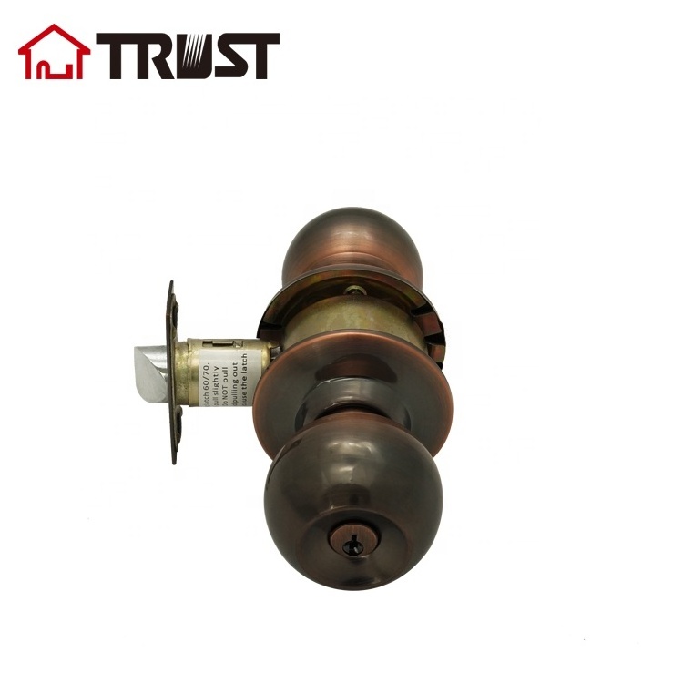 TRUST 3871-AC Interior Security Doorknob with Lock and  Keys Ball Indoor Entry Handle Lockset