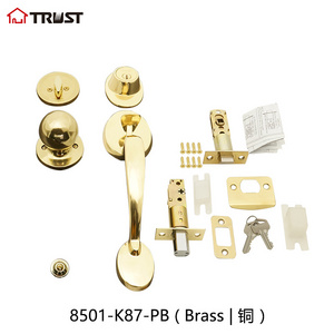 TRUST 8501-K87-PB Grade 3 Grip Handle With Single Open Deadbolt In Polished Brass