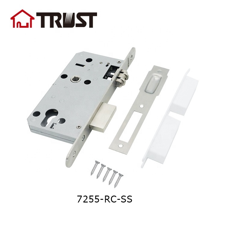 TRUST 7255-RC-DB-SS  Home hardware Roller Bolt Mortise Mortise Lock 55mm Backset Door Security mortise lock cylinder