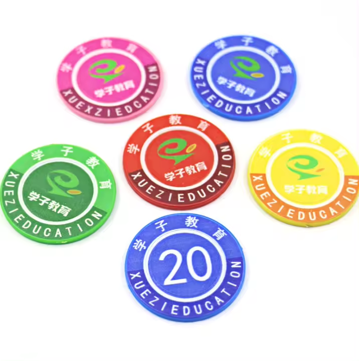 Wholesale customizable cheap plastic game tokens Multiple colors and sizes Custom game tokens coins