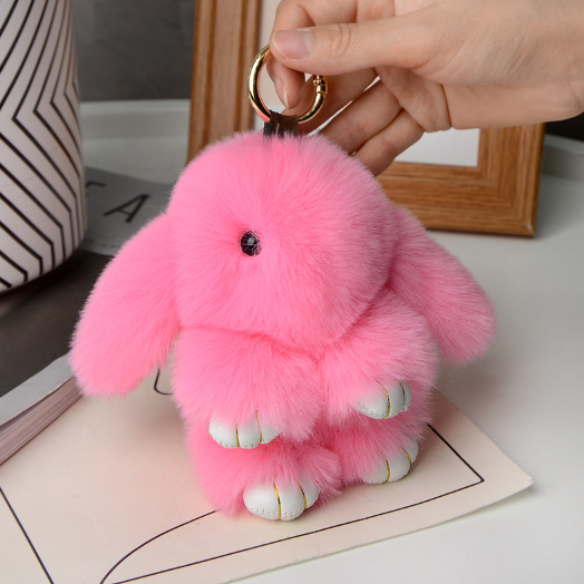 New customizable plush rabbit shaped keychain 18cm cute fluffy Pendant plush keychain