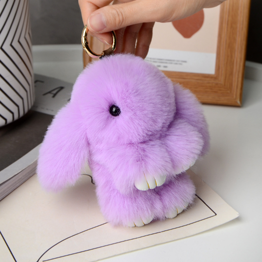 New customizable plush rabbit shaped keychain 18cm cute fluffy Pendant plush keychain