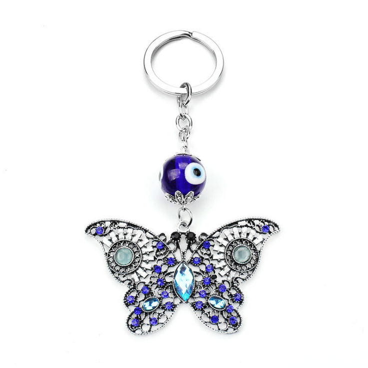 Personalized gifts New butterfly Keychain creative devil's eye Keychain Metal keychain