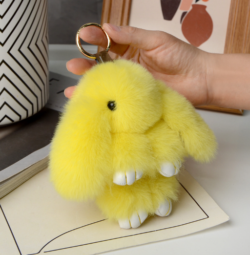 New customizable plush rabbit shaped keychain 18cm cute fluffy Pendant plush keychain