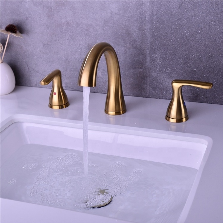 2 Handle Basin Faucet Brass Bathroom Sink Tap 3 Holes Shower Tap Shower Faucet,Brushed Gold ,Matte Black Basin Mixer Taps