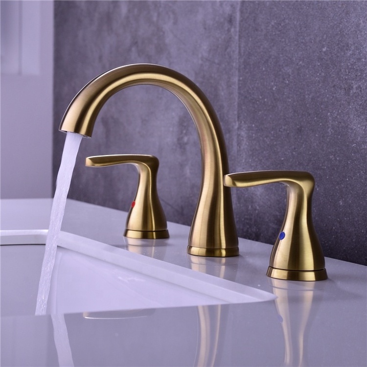 2 Handle Basin Faucet Brass Bathroom Sink Tap 3 Holes Shower Tap Shower Faucet,Brushed Gold ,Matte Black Basin Mixer Taps