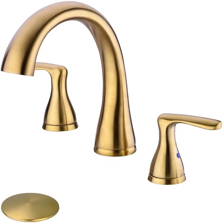 2 Handle Basin Faucet Brass Bathroom Sink Tap 3 Holes Shower Tap Shower Faucet,Brushed Gold ,Matte Black Basin Mixer Taps