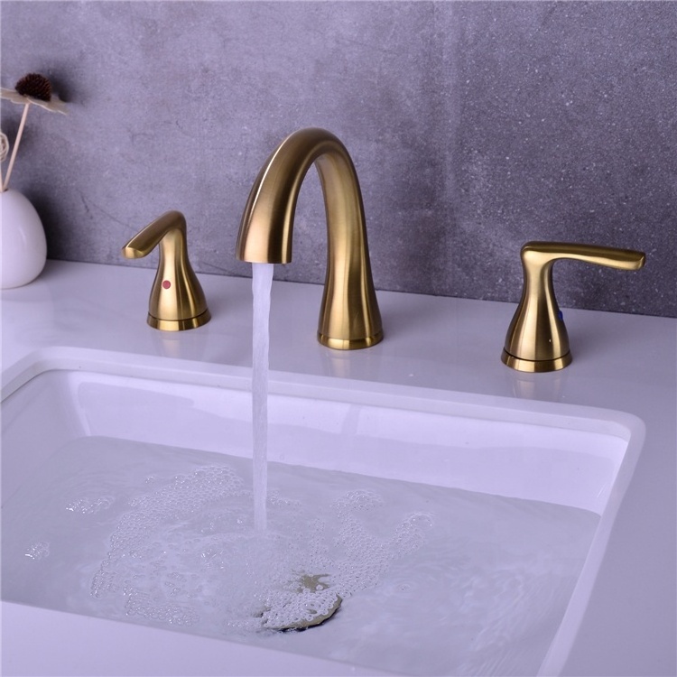 2 Handle Basin Faucet Brass Bathroom Sink Tap 3 Holes Shower Tap Shower Faucet,Brushed Gold ,Matte Black Basin Mixer Taps