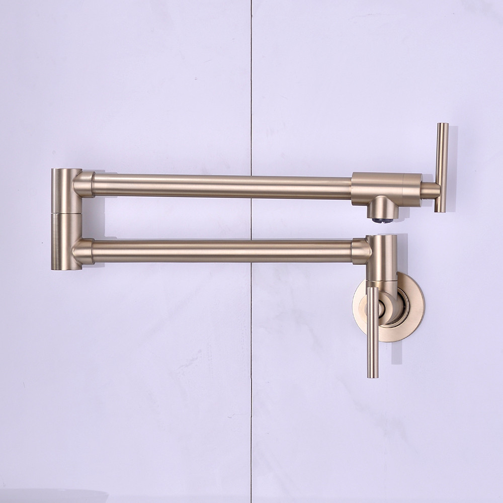 Brushed Gold SUS304 Wall Mounted Pot Filler Kitchen Faucets Foldable Taps Single Hole Sink Faucet