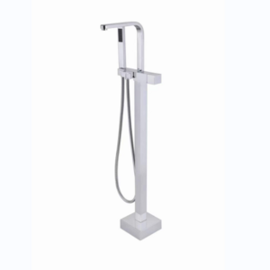 Free Standing Bathtub Faucet Shower Bath Mixer Tap Push-Button Switch Water Brushed Gold Square Bathroom Faucet