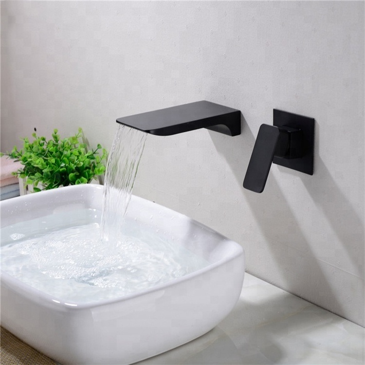 Wall Mounted Waterfall Bathroom Faucet Solid Brass Hot and Cold Water Mixer Bathroom Sink Basin Faucet