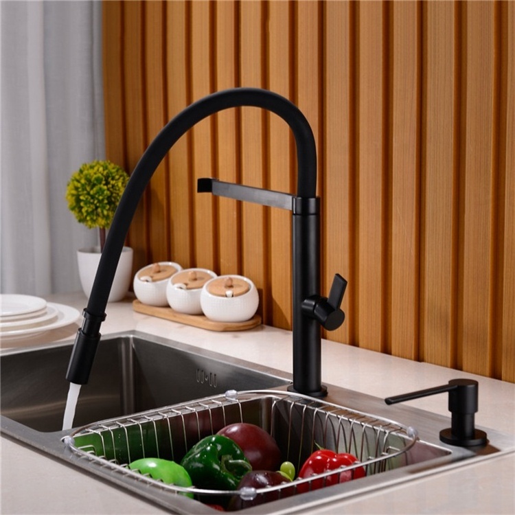 Solid Brass Kitchen Faucet Pull Out Down Sink Mixer Tap 360 Swivel Spout Hot and Cold Water Torneira,Matte Black White Chrome