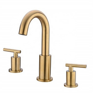 2 Handle Basin Faucet mixer Brass Brushed gold/Matt black Bathroom Sink Tap 3 Holes bathroom basin faucet