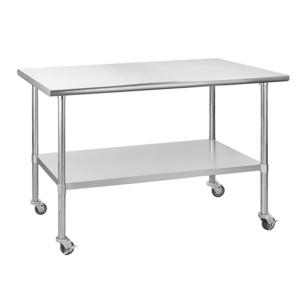 Stainless Steel Prep Work Table with Adjustable Shelf, Commercial Workstations with Wheels, Kitchen Island,