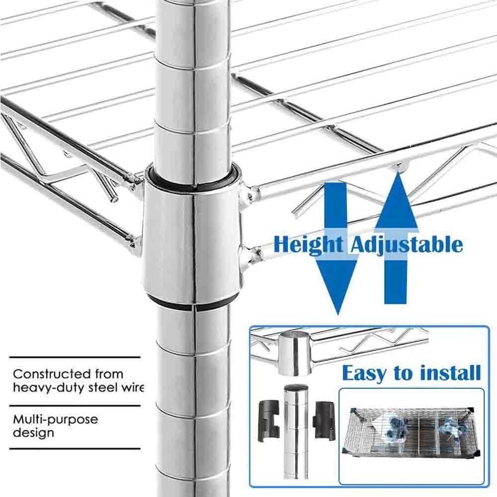 6 Tier Wire Shelving Unit with Wheels, Heavy Duty Storage Shelves, Garage Kitchen Adjustable NSF Metal Shelf