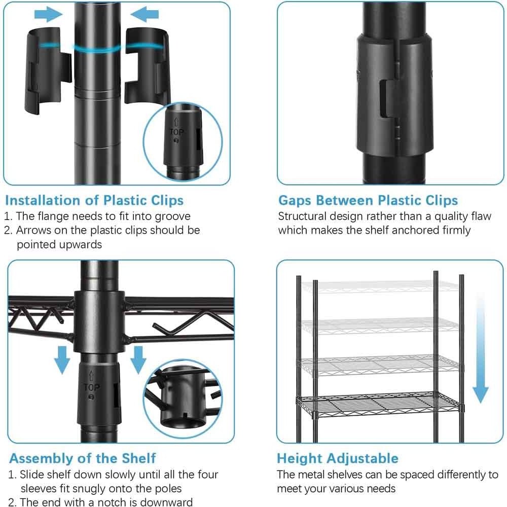 Wire Garment Rack 4 Tiers Heavy Duty Clothes Rack for Hanging Clothing Rack Freestanding Closet with Hanging Rod,Black