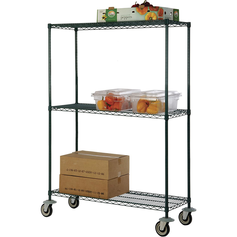 NSF Heavy-Duty Wire Shelving Epoxy Coated Metal Rack for Kitchen and Bathroom Space Efficient Wire Shelving