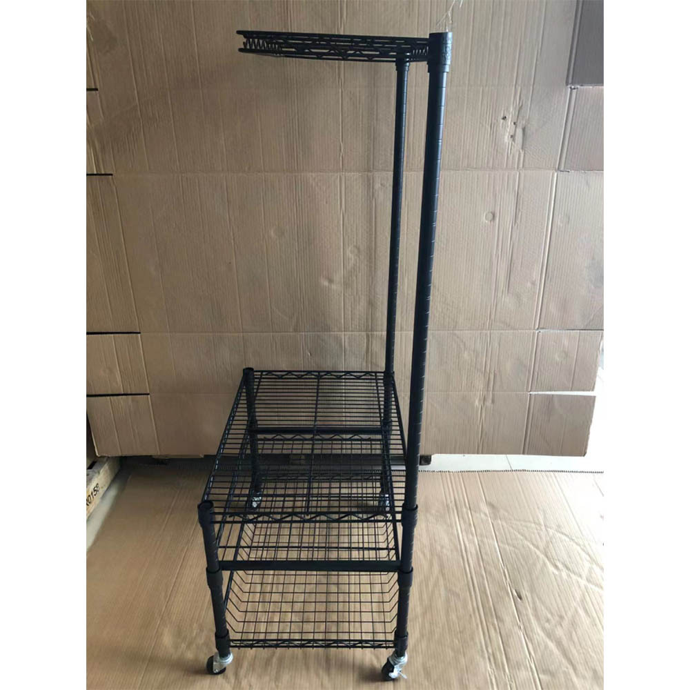 Laundry Basket with Wheels and Hanging Rack, Rolling Laundry Cart Metal Laundry HamperWire Storage