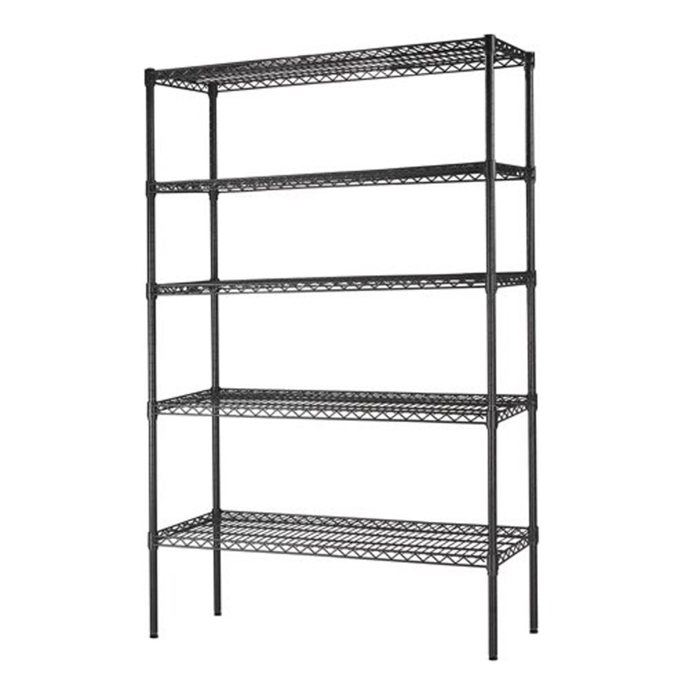 Storage Holders For Warehouses Closets  Kitchens Restaurant Office Classroom 5 Shelf Commercial Wire Shelving Black