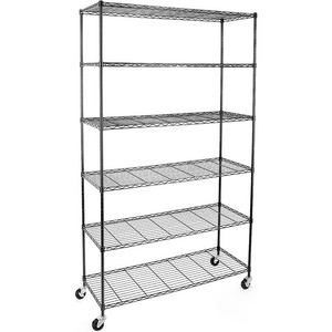 6- Tires Adjustable Heavy Duty Metal Shelf Wire Storage Rack for Home Office Garage Shelf Shelving Units on Wheels Casters