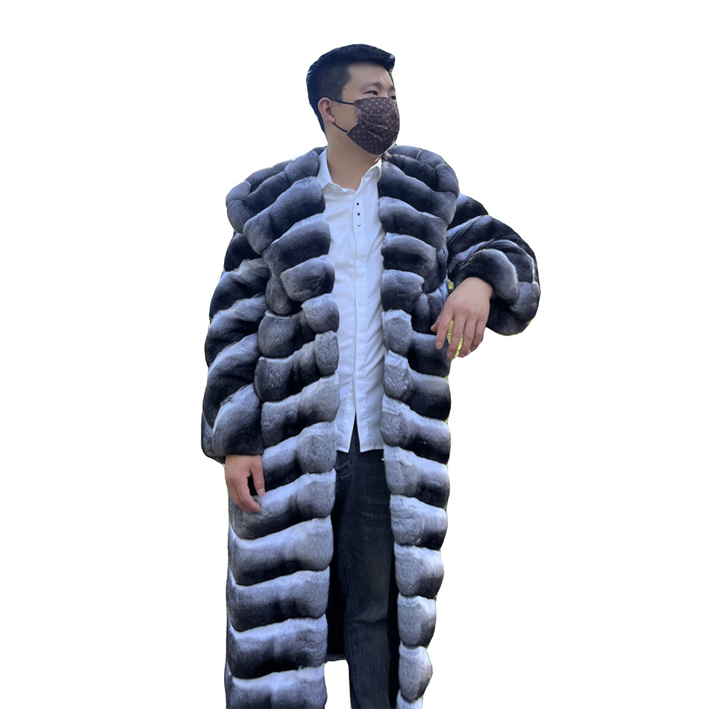 2023 winter men's luxury fur coat real chinchilla fur coat with the best wholesale price from factory