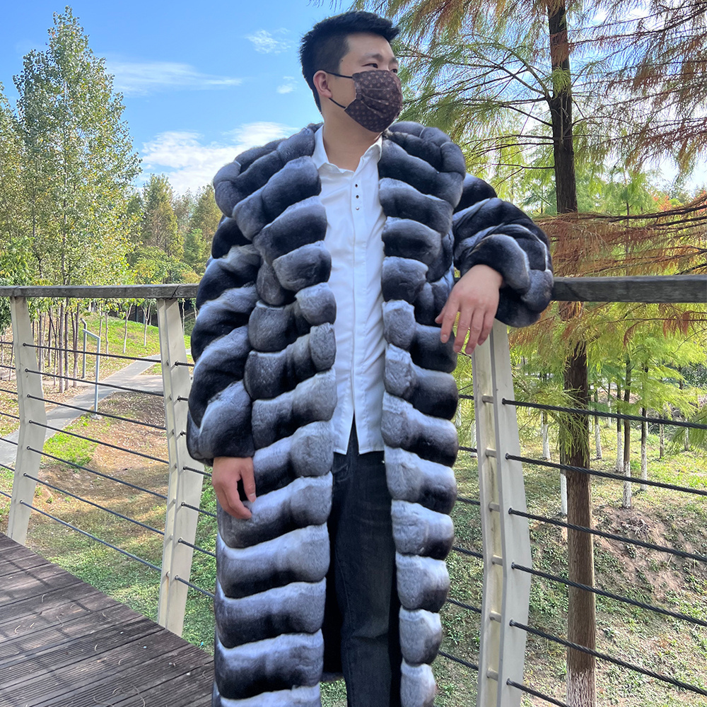 2023 winter men's luxury fur coat real chinchilla fur coat with the best wholesale price from factory