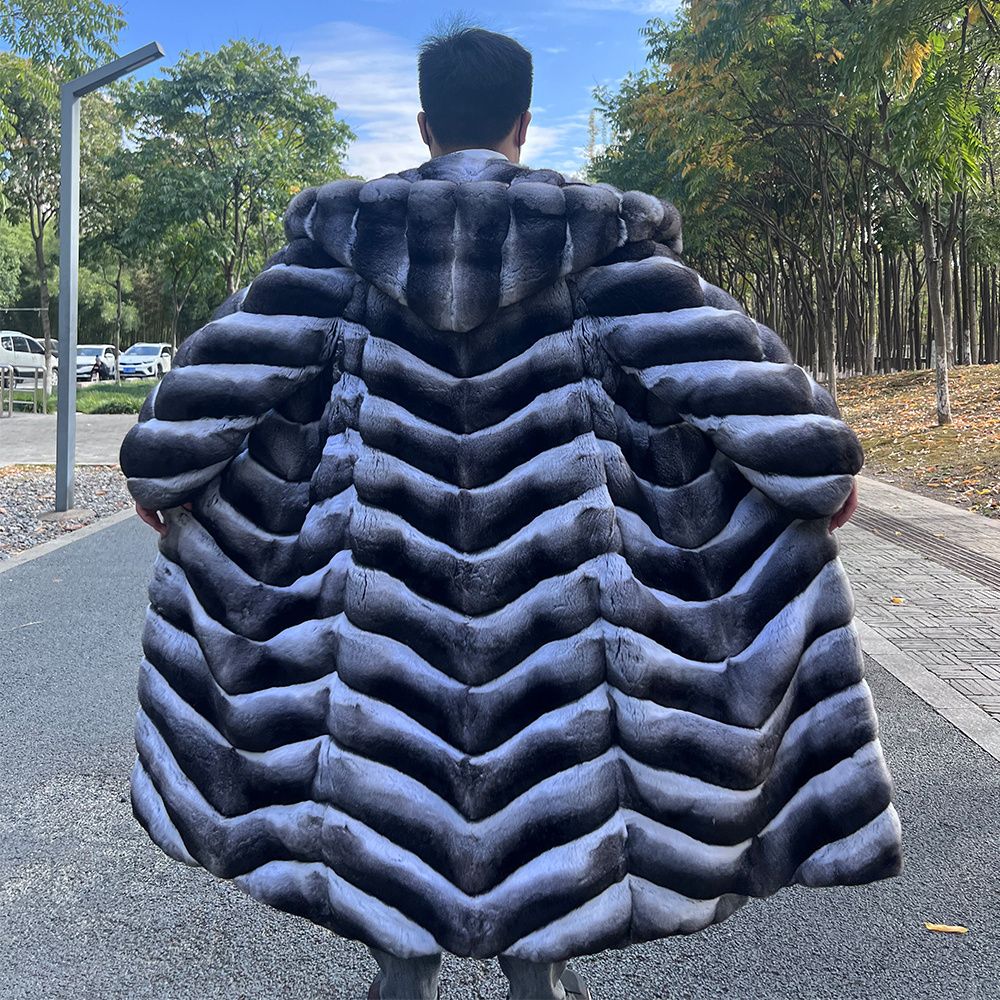 2023 winter men's luxury fur coat real chinchilla fur coat with the best wholesale price from factory