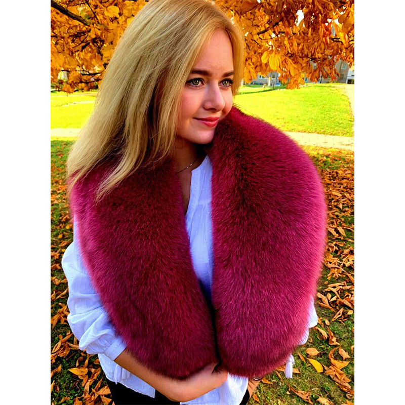 winter 2022 women real fox fur collar genuine raccoon fur bigger collar support to customized more colors