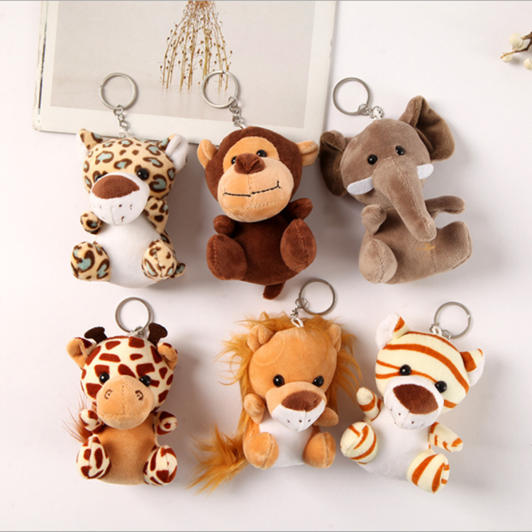 Mini Monkey Tiger Giraffe Lion Elephant Stuffed Forest Animal Toys Cute Plush Toy Keychain/stuffed animal keychain