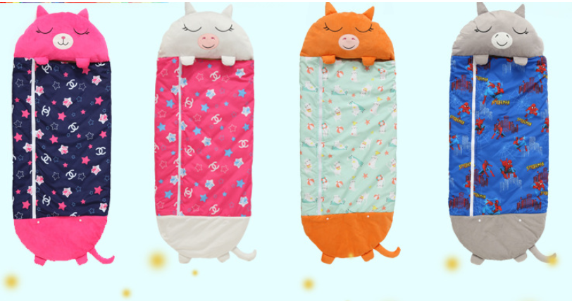 Hot sale soft plush vacuum package kids pillow & sleepy sack sleeping bag with pillow for children