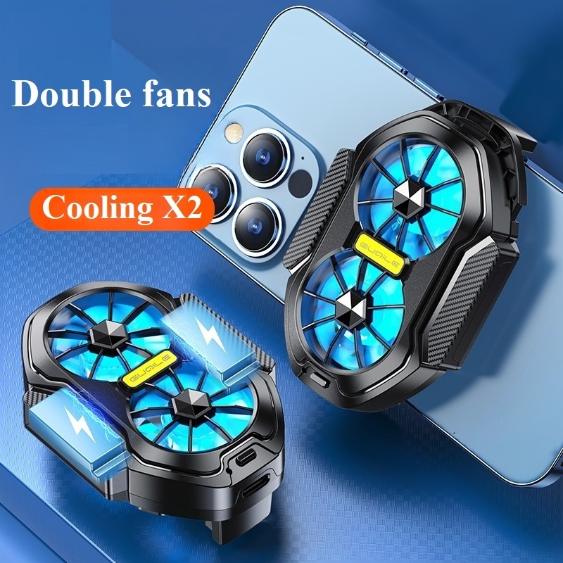 Rechargeable FS01 Air Cooling Mobile Phone Cooler Radiator Dual Fan Long Lasting Stronger cooling