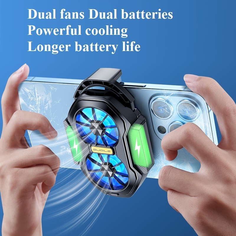 Rechargeable FS01 Air Cooling Mobile Phone Cooler Radiator Dual Fan Long Lasting Stronger cooling