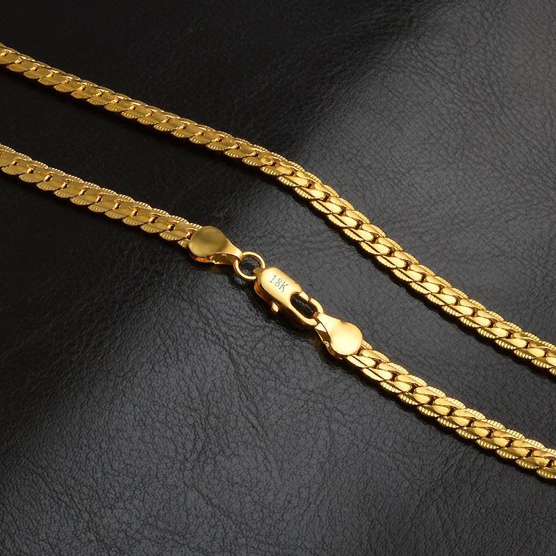 Tryme 18K Yelloe Gold Chain Filled Necklace For Men And Women