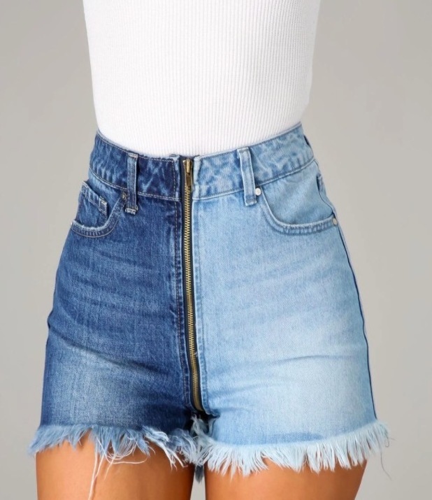 Sexy ladies hot summer short jeans front zipper open crotch womens bulk shorts jeans with tassel fringe