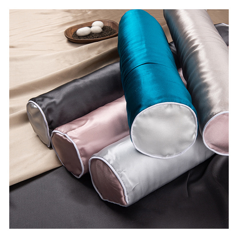 Factory wholesale Cylindrical candy pillow 100% Mulberry Silk Filled Lumbar Pillow Neck Protector Silk silkworm sand Pillow