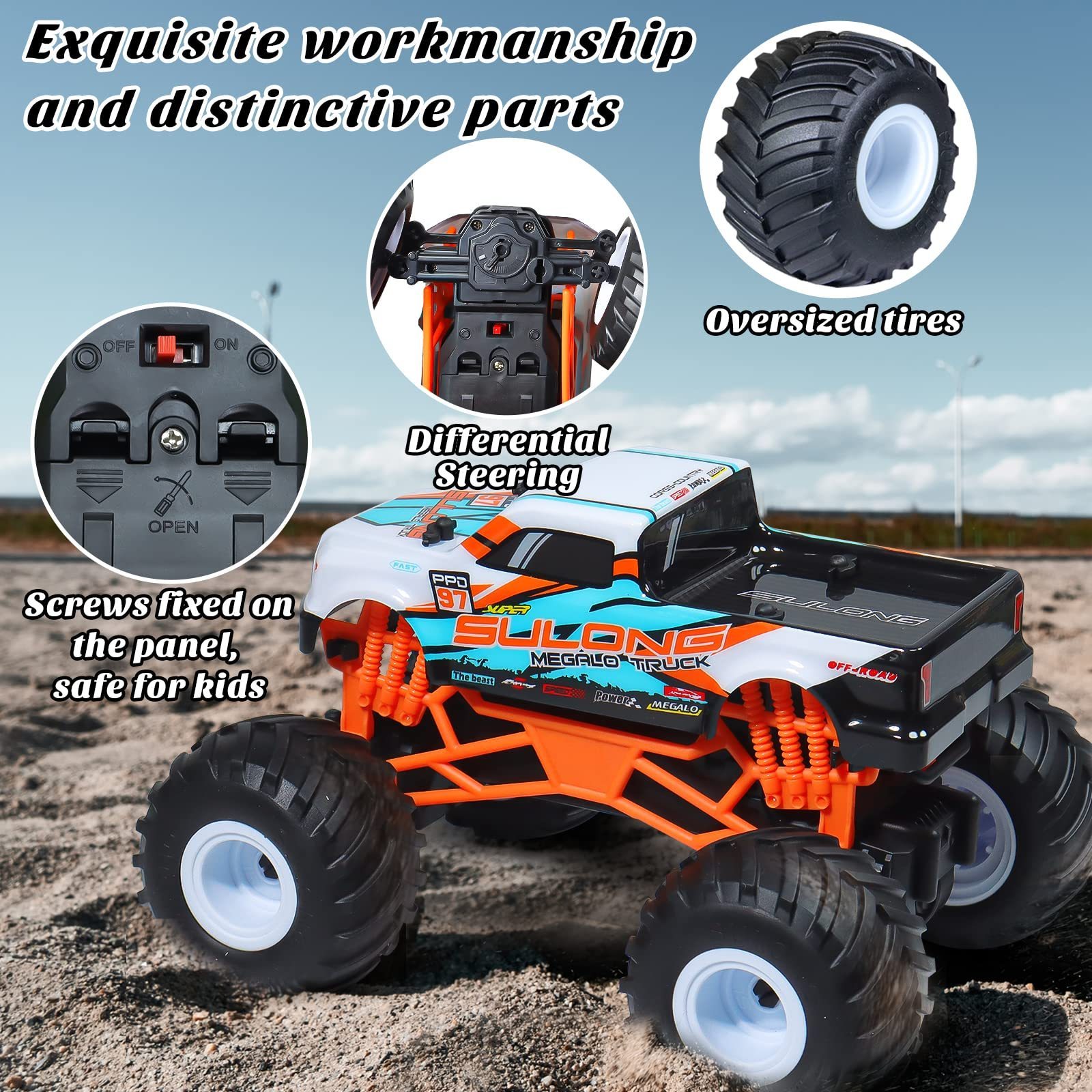 EPT 1:16 Scale Remote Control Car 2.4GHz Big Wheels Off Road Cars RC Monster Truck Rc Cars