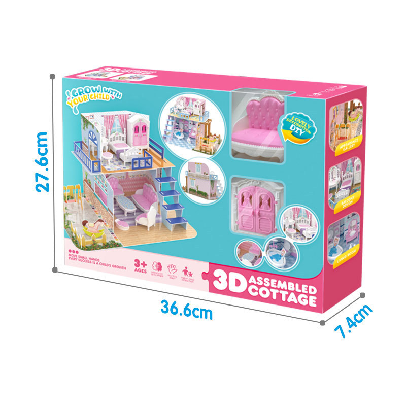 EPT Diy Educational Assembly Dollhouse Toy 3D Puzzle Villa House Kids Building Children Puzzles