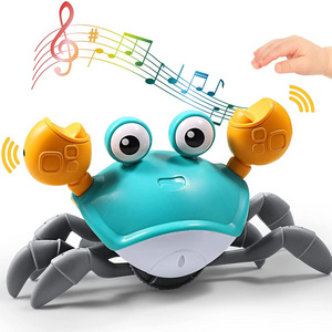 Customized Hot Selling Crawling Walking Induction Electric Kids Crab Toy Baby Crawling Crab Baby Toy with Music and LED Light Up