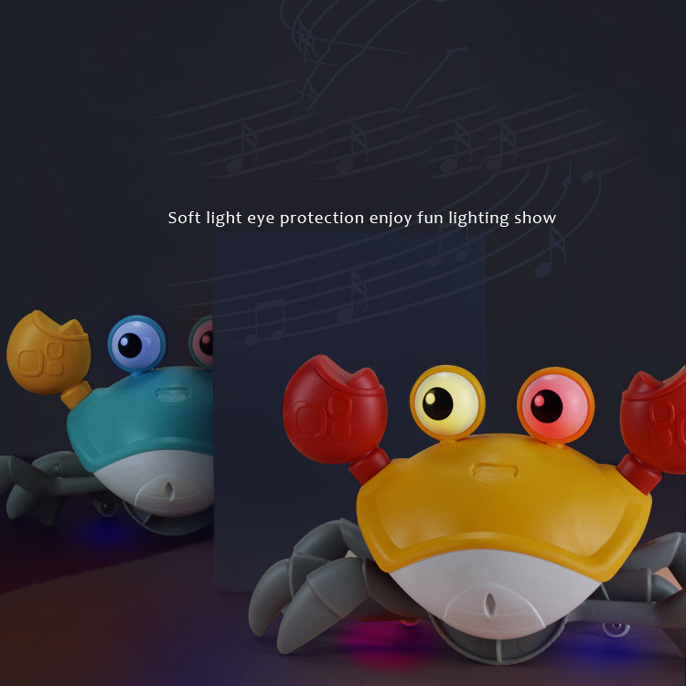 Customized Hot Selling Crawling Walking Induction Electric Kids Crab Toy Baby Crawling Crab Baby Toy with Music and LED Light Up