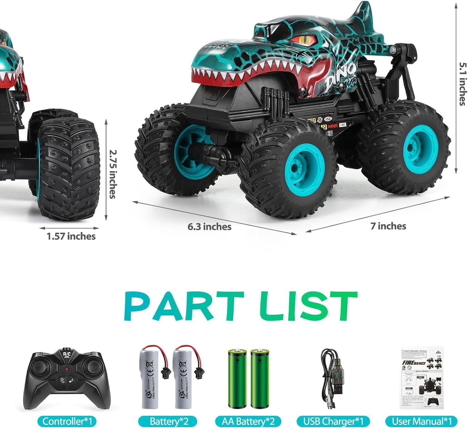 EPT Custom Drift Remote Control 1:20 High Speed Rc Shark Dinosaur Car Rc Monster Toy Truck