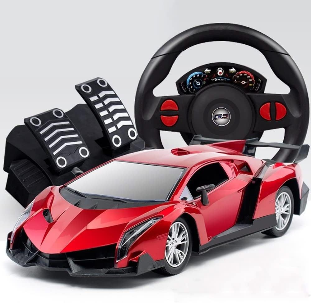 EPT 1:16 Steering Wheel Remote Control Car With LED Lights Juguete Carros A Control Remoto Coches RC Car Toys