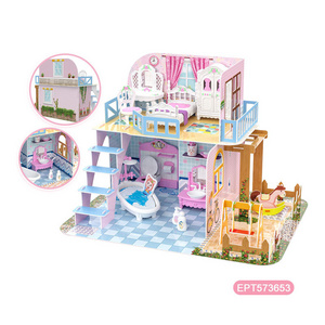 EPT Diy Educational Assembly Dollhouse Toy 3D Puzzle Villa House Kids Building Children Puzzles