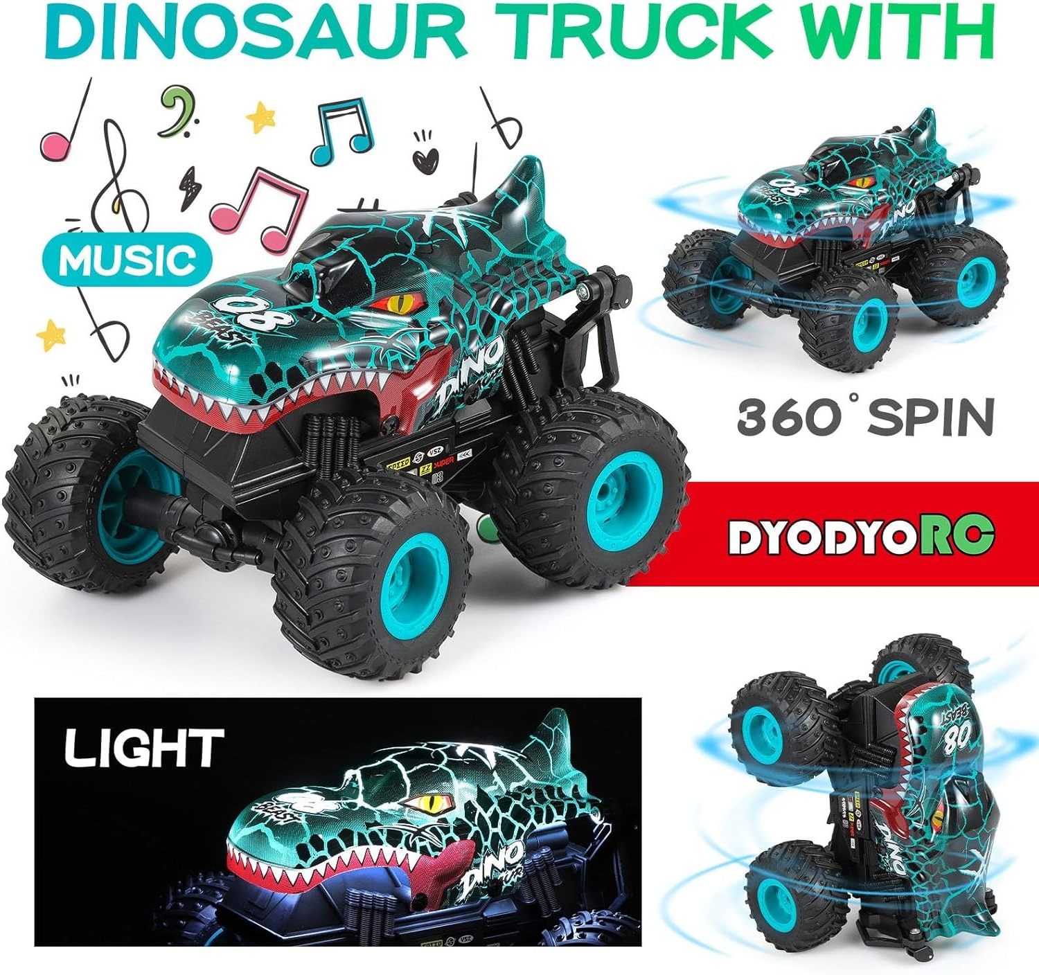 EPT Custom Drift Remote Control 1:20 High Speed Rc Shark Dinosaur Car Rc Monster Toy Truck