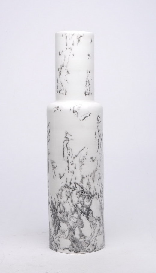 New design thin and tall european table fancy ornament ceramic marble vase for flowers