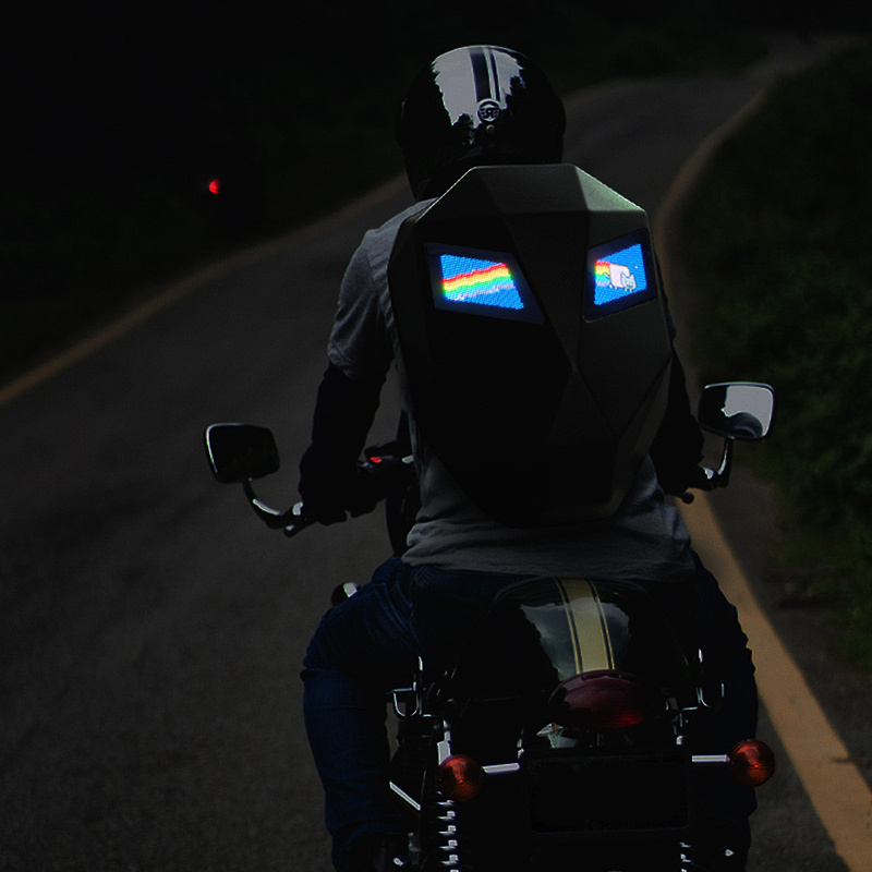 App Control Programable Led Bag Motorcycle Riding Billboard Advertising Light Up Display Smart Led Light Backpack With Led