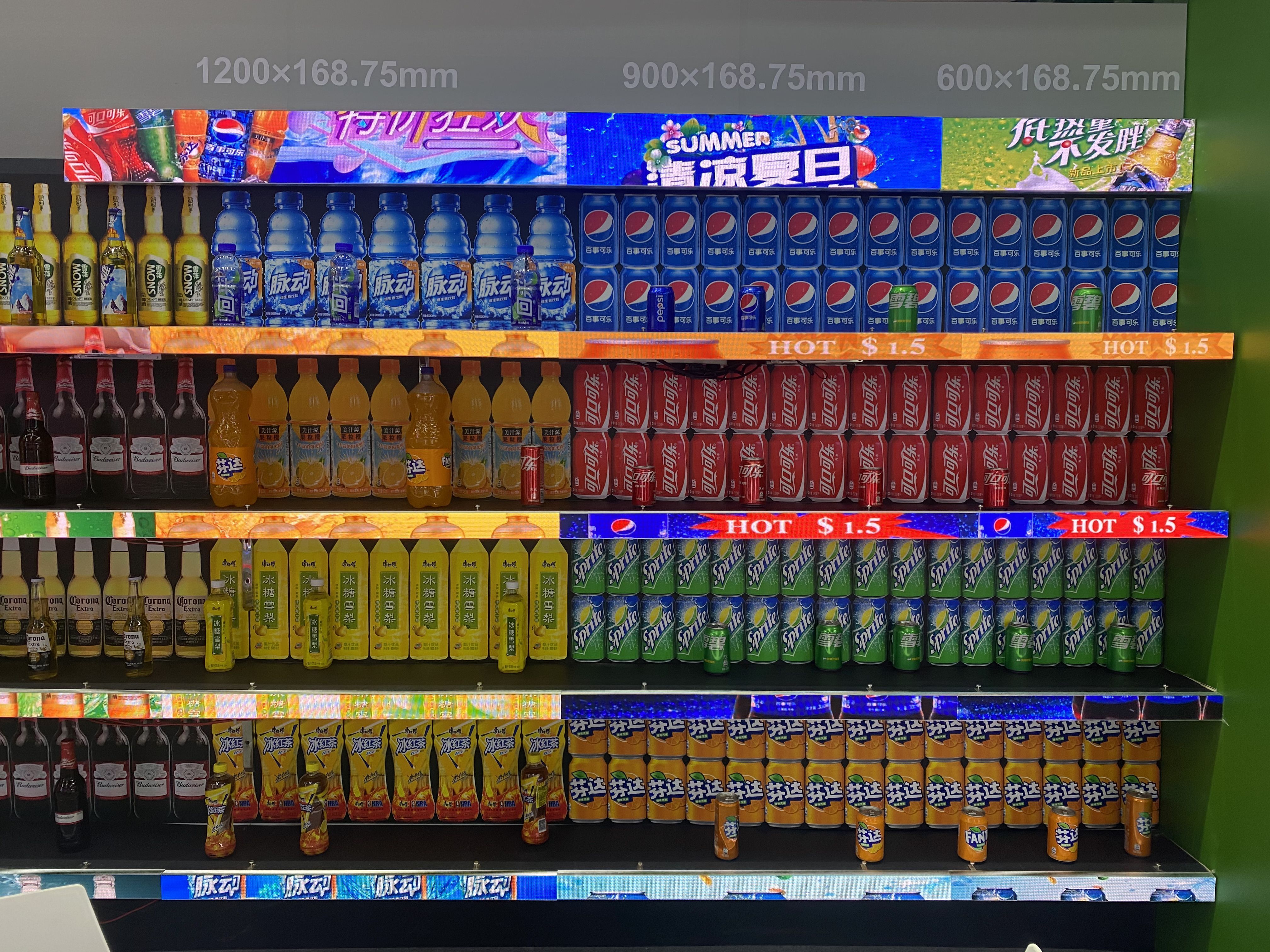 Supermarket Ultra Thin Digital Advertising Screen P1.2 P1.5 P1.8 gob Shelf Edge Led Display