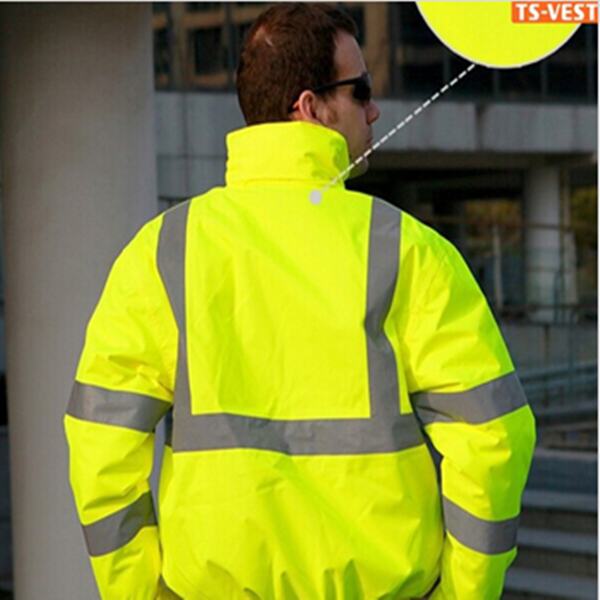 Hi Vis Yellow Constructive Reflective Waterproof Safety Jacket