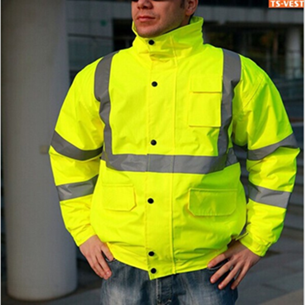 Hi Vis Yellow Constructive Reflective Waterproof Safety Jacket