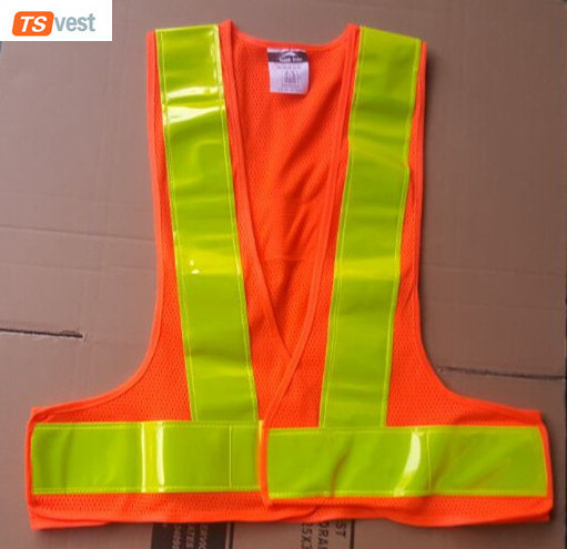 Wholesale 100%Polyester Orange PVC tape Safety Vest